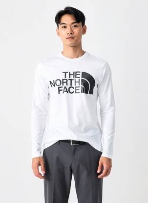 T-marškinys centrinė iškirptė ilgos rankovės baltas THE NORTH FACE vyras
