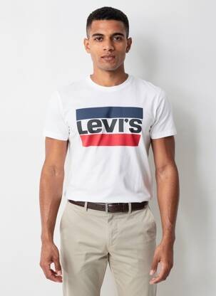 T-marškinys centrinė iškirptė trumpas rankovės baltas LEVI'S vyras