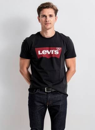 T-marškinys centrinė iškirptė trumpas rankovės juodas LEVI'S vyras