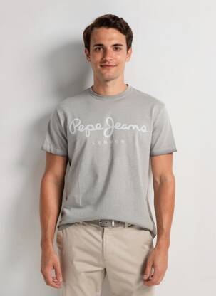 T-marškinys tiesi kirpimas trumpas rankovės pilka PEPE JEANS vyras