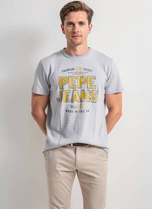 T-marškinys tiesi kirpimas trumpas rankovės pilka PEPE JEANS vyras
