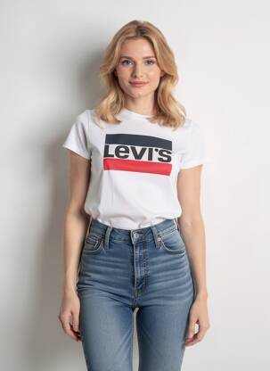 T-marškinys floqué serigrafija trumpas rankovės baltas LEVI'S moteris