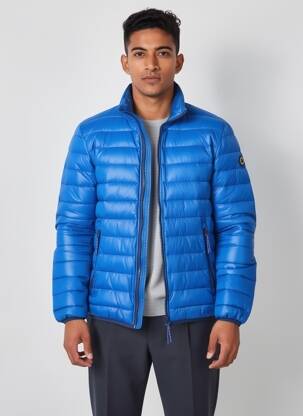 Pūkinė striukė ilgos rankovės su gobtuvu mėlyna PEPE JEANS vyras