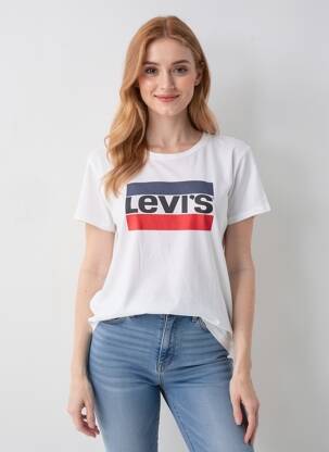 T-marškinys floqué serigrafija trumpas rankovės baltas LEVI'S moteris