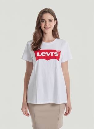 T-marškinys floqué serigrafija trumpas rankovės baltas LEVI'S moteris