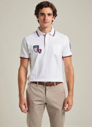 Polo jersey audinys trumpas rankovės baltas CAMBERABERO vyras