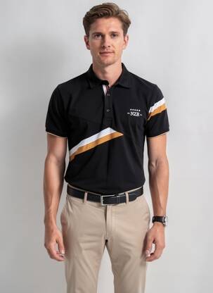 Polo jersey audinys trumpas rankovės juodas CAMBERABERO vyras