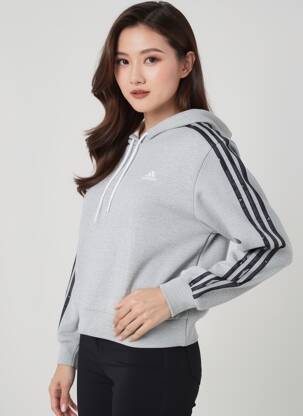Kapišonas ilgos rankovės ilgos rankovės pilka ADIDAS moteris