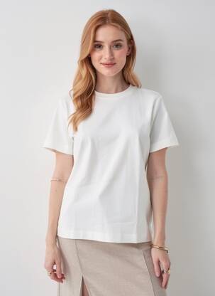 T-marškinys centrinė iškirptė trumpas rankovės baltas AWARE BY VERO MODA moteris