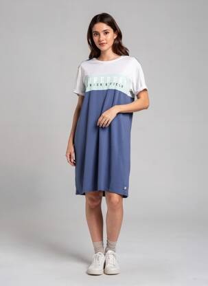 Pusilgių suknelė trumpas rankovės trumpas rankovės mėlyna SUPERDRY moteris