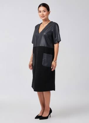 Pusilgių suknelė trumpas rankovės trumpas rankovės juodas LA FÉE ATELIER BY LA FÉE MARABOUTÉE moteris