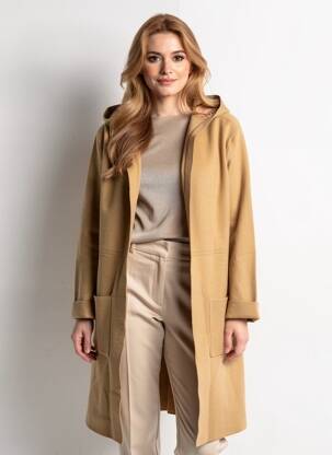 Ilgas paltas su gobtuvu su gobtuvu bežinis FRANK LYMAN moteris