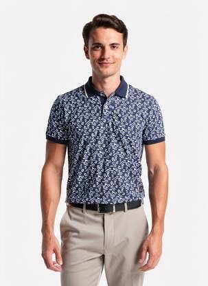 Polo jersey audinys trumpas rankovės mėlyna RECYCLED ART WORLD vyras