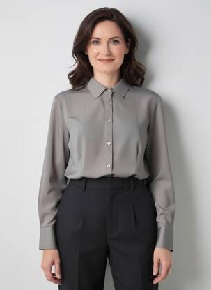 Moteriškas marškinys centrinė iškirptė ilgos rankovės pilka EUGEN KLEIN moteris