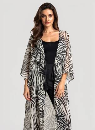 Kimono striukė col v juodas LUMINA moteris
