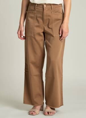 Platus kelnes uždarymas su užtrauktuku po mygtuku uždengimu normala dydis rudas HAPPY moteris