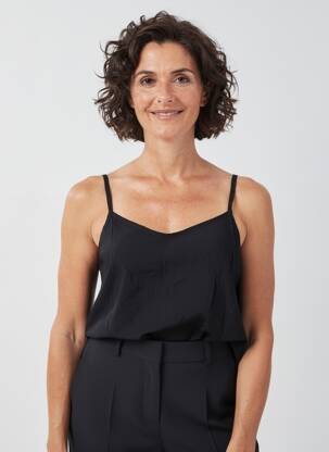 Viršūnė col v plonos dirželiai juodas GEVANA moteris