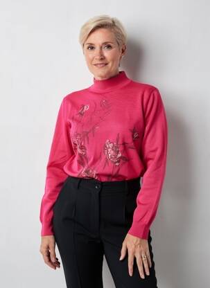 Megztinis apatinė dalis siaura ilgos rankovės rožinė GEVANA moteris