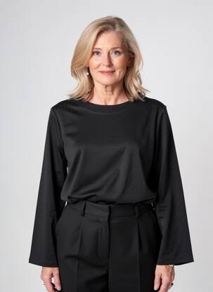 Viršūnė ilgos rankovės ilgos rankovės juodas GEVANA moteris