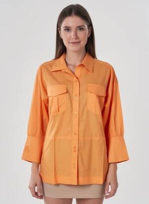 Ilgų rankovių tunika marškinių apykaklė oranžinė MPC (MA PETITE CAPSULE) moteris