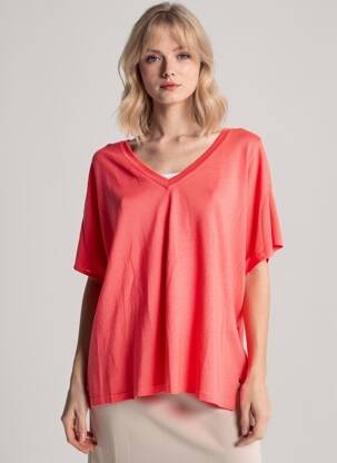 Megztinis col v trumpas rankovės rožinė MPC (MA PETITE CAPSULE) moteris