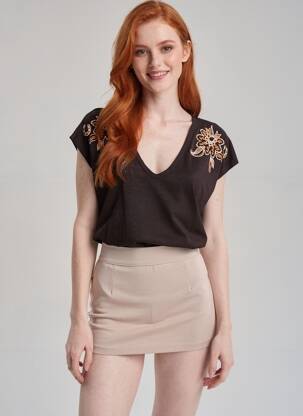 T-marškinys col v trumpas rankovės rudas SCOTCH & SODA moteris