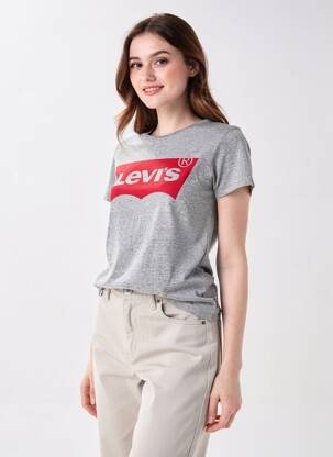 T-marškinys sietspausdinimas trumpas rankovės pilka LEVI'S moteris