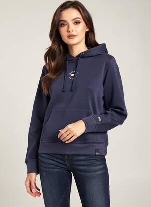 Kapišonas siuvinėjimas ilgos rankovės mėlyna TOMMY HILFIGER moteris