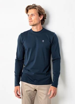 T-marškinys bio ilgos rankovės mėlyna KNOWLEDGE COTTON APPAREL vyras