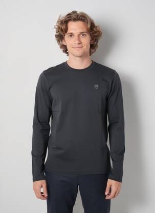 T-marškinys bio ilgos rankovės juodas KNOWLEDGE COTTON APPAREL vyras