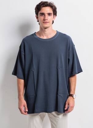 T-marškinys bio trumpas rankovės mėlyna KNOWLEDGE COTTON APPAREL vyras