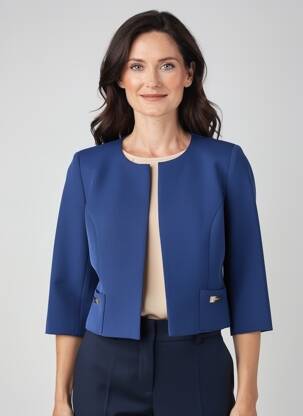 Stilinga striukė krepos audinys mėlyna ESTEL COLLECTION moteris