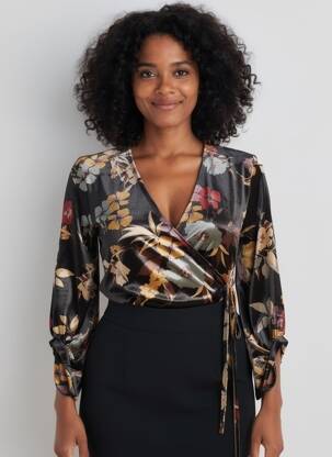 Viršūnė centrinė iškirptė 3/4 rankovės juodas ANGELA DAVIS moteris