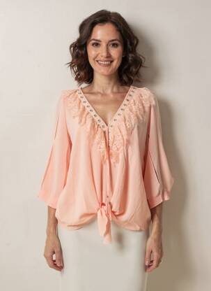 Bluzonai 3/4 rankovės 3/4 rankovės rožinė J&H FASHION moteris