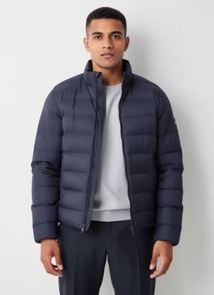 Pūkinė striukė ilgos rankovės be gobtuvų mėlyna TOMMY HILFIGER vyras