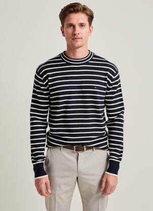 Megztinis apvalus kaklas ilgos rankovės mėlyna TOMMY HILFIGER vyras