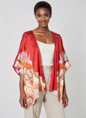 Kimono striukė sklandi forma raudona SURKANA moteris