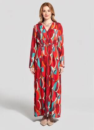 Ilga suknelė ilgos rankovės ilgos rankovės raudona SURKANA moteris