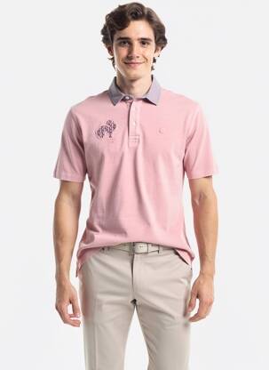 Polo jersey audinys trumpas rankovės rožinė SERGE BLANCO vyras