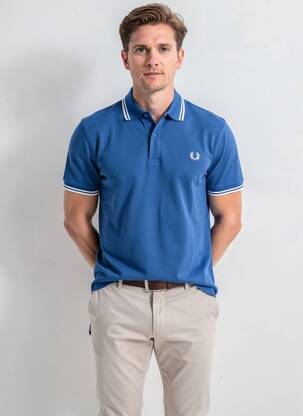 Polo tamprumas trumpas rankovės mėlyna FRED PERRY vyras