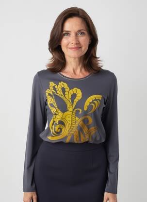 T-marškinys ilgos rankovės ilgos rankovės pilka BARBARA LEBEK moteris