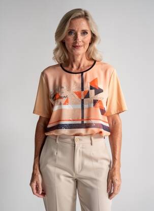 T-marškinys fantazijos raštas trumpas rankovės oranžinė BARBARA LEBEK moteris