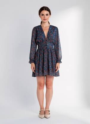 Trumpa suknelė ilgos rankovės ilgos rankovės mėlyna NEW COLLECTION moteris