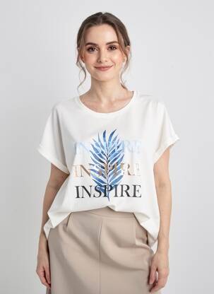 T-marškinys floqué serigrafija trumpas rankovės baltas SOYACONCEPT moteris