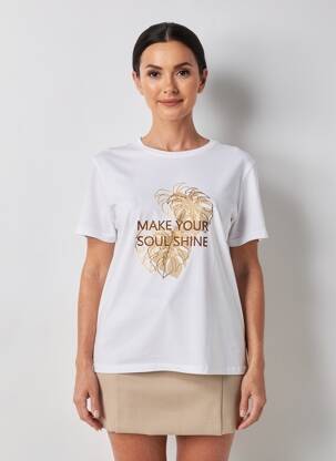 T-marškinys floqué serigrafija trumpas rankovės baltas SOYACONCEPT moteris