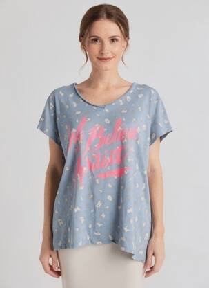 T-marškinys tiesi kirpimas trumpas rankovės mėlyna NEW COLLECTION moteris
