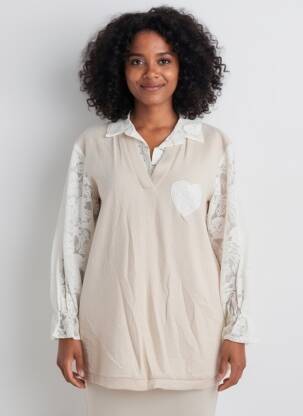 Ilgų rankovių tunika marškinių apykaklė bežinis NEW COLLECTION moteris