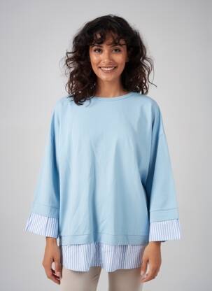 Tunikinis megztinis tamprumas ilgos rankovės mėlyna NEW COLLECTION moteris