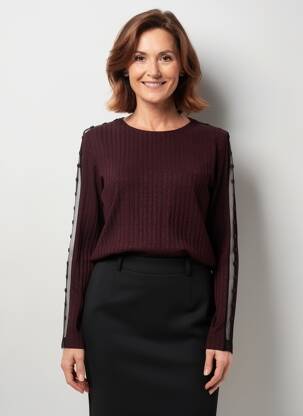Megztinis tiesi kirpimas ilgos rankovės violetinis MERI & ESCA moteris