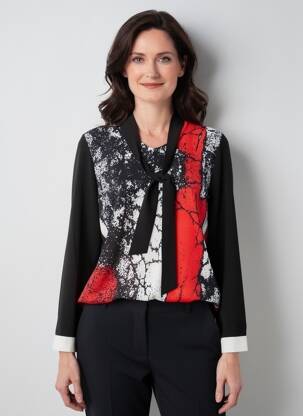 Bluzonai fantazijos raštas ilgos rankovės juodas GUY DUBOUIS moteris